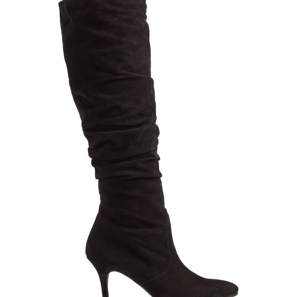 STUART WEITZMAN Lafayette Slouch Boot OVER THE KNEE SUEDE BLACK 5.5 (P4) - Picture 4 of 13
